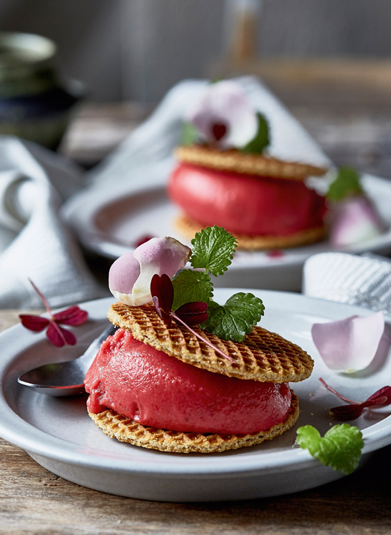 Yoghurtis med rabarber