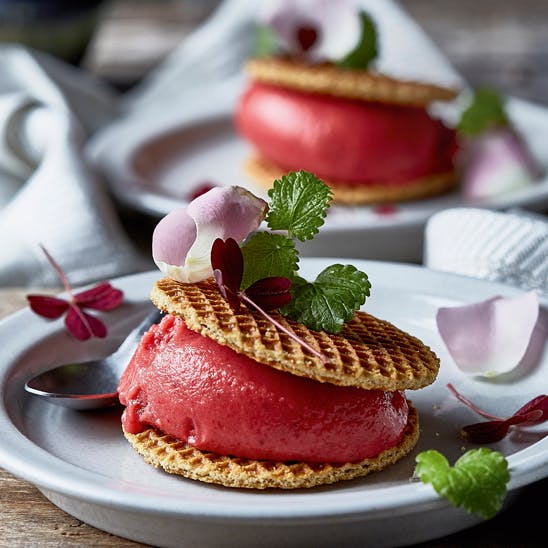 Yoghurtis med rabarber