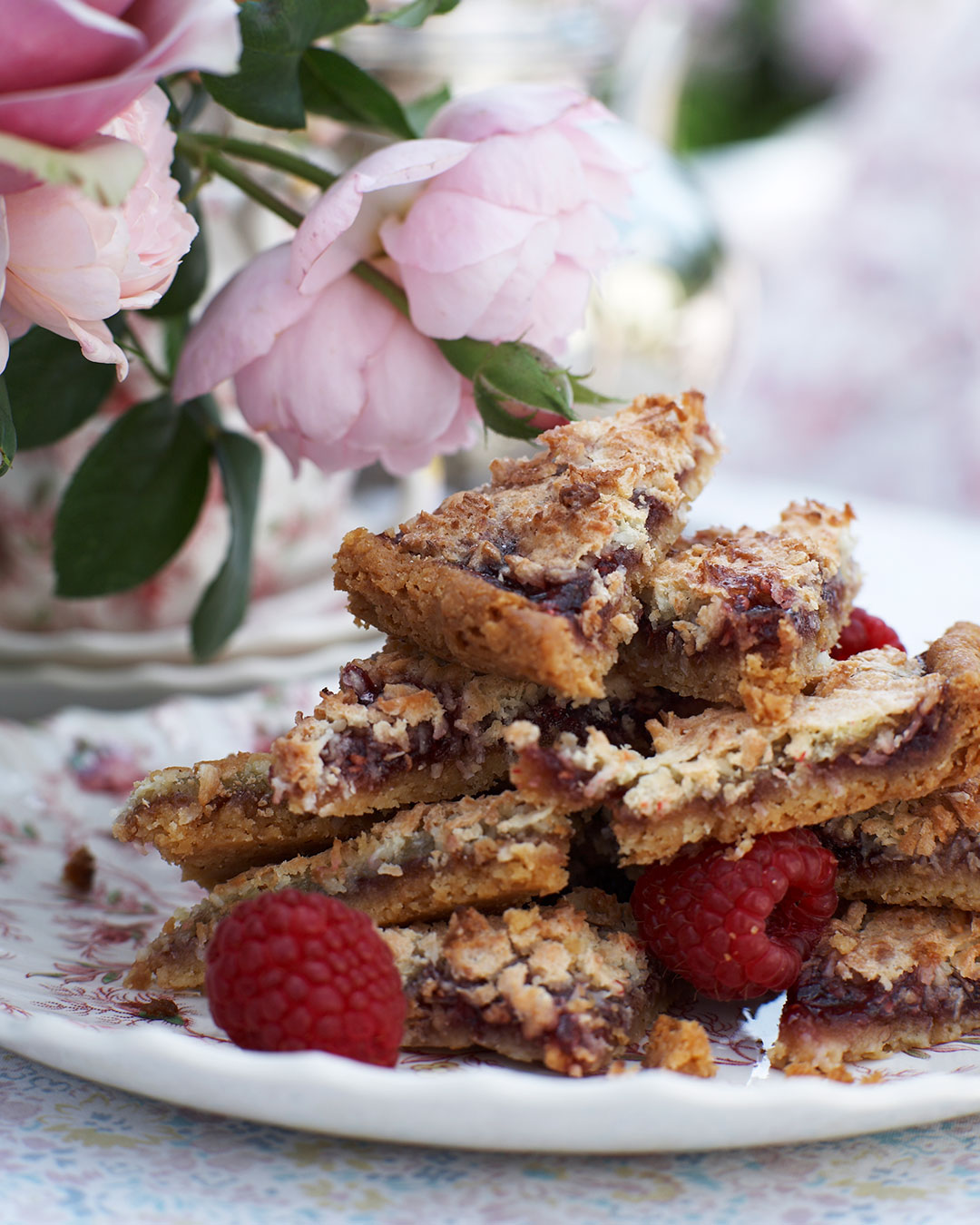 Hindbærsnitter med kokos