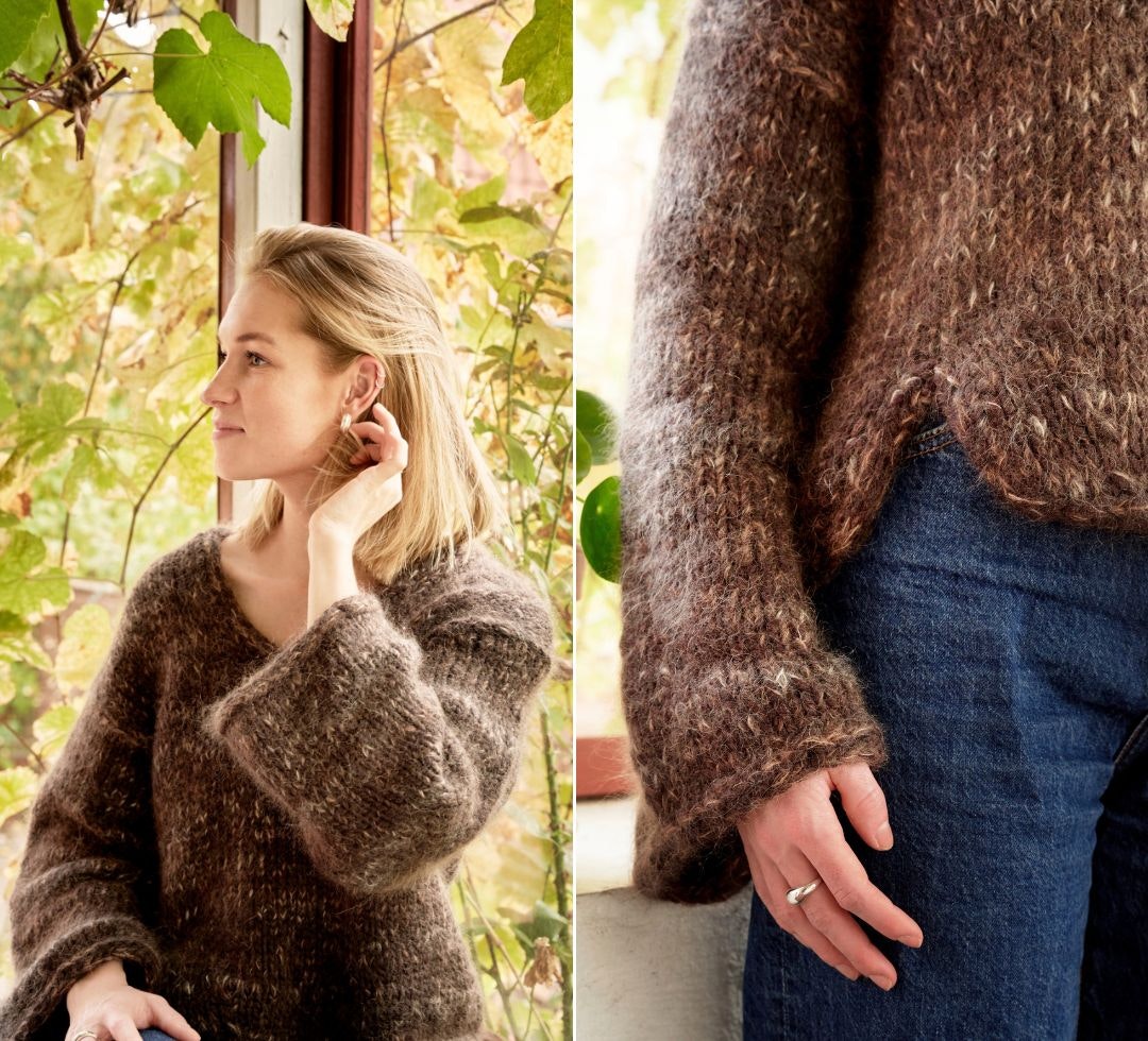 Strikkeopskrift: Oversize sweater med brede