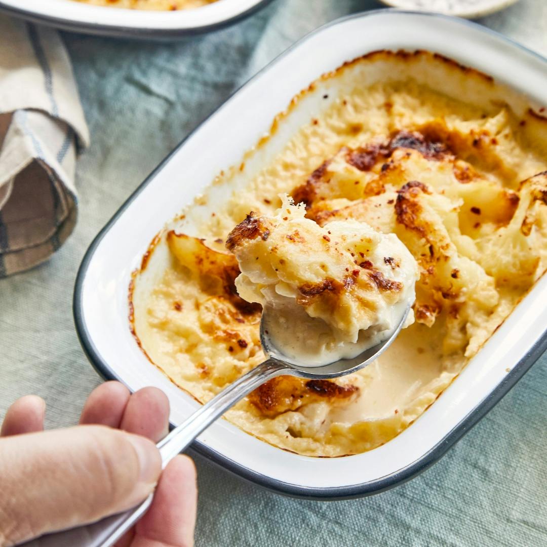 Blomkålsgratin med ost og fløde