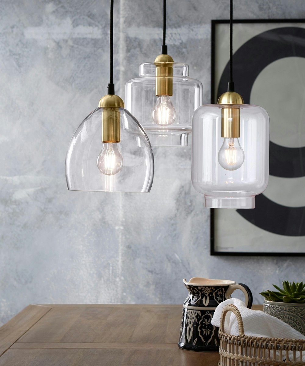 Billig spisebordslampe i glas