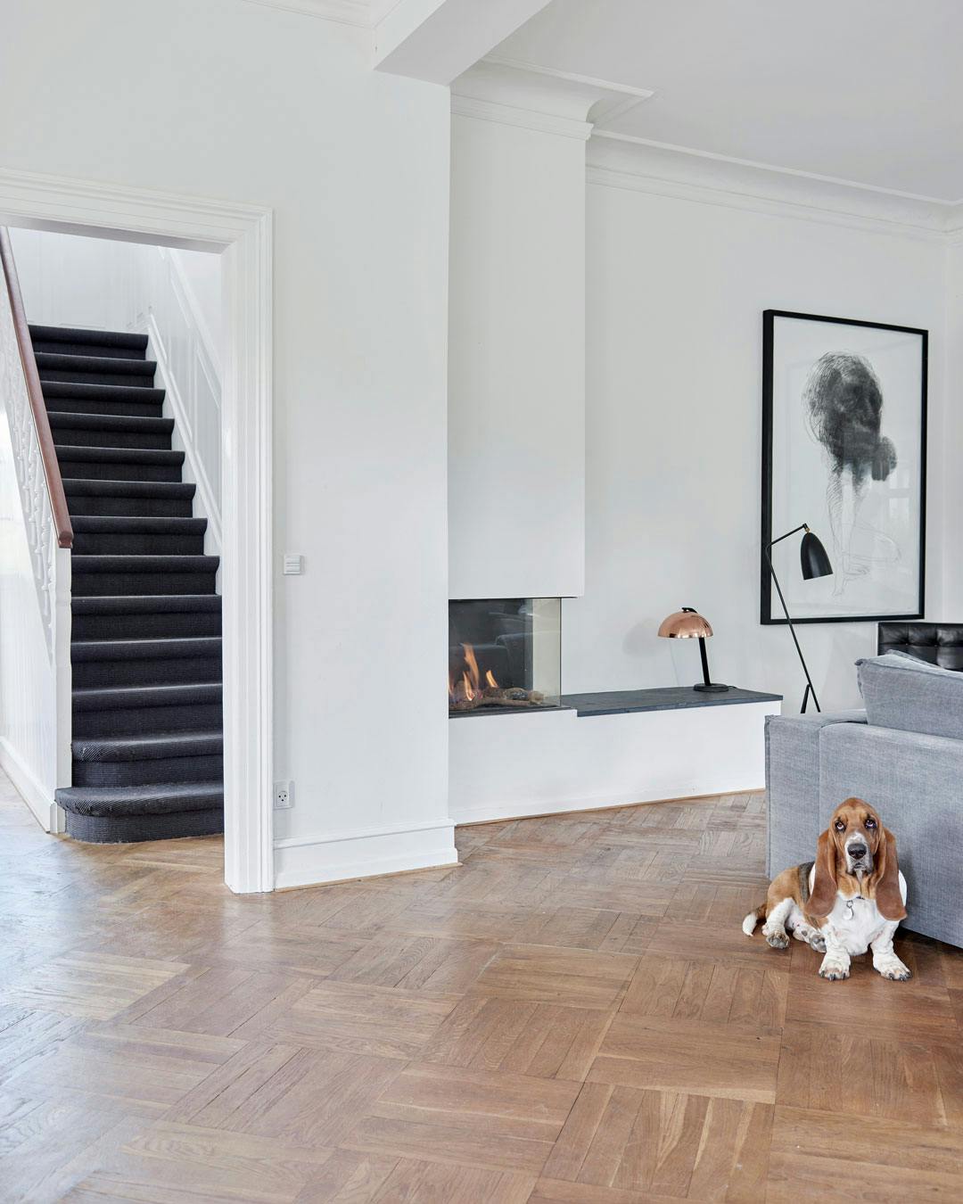 Trappeopgang med sildebensparket