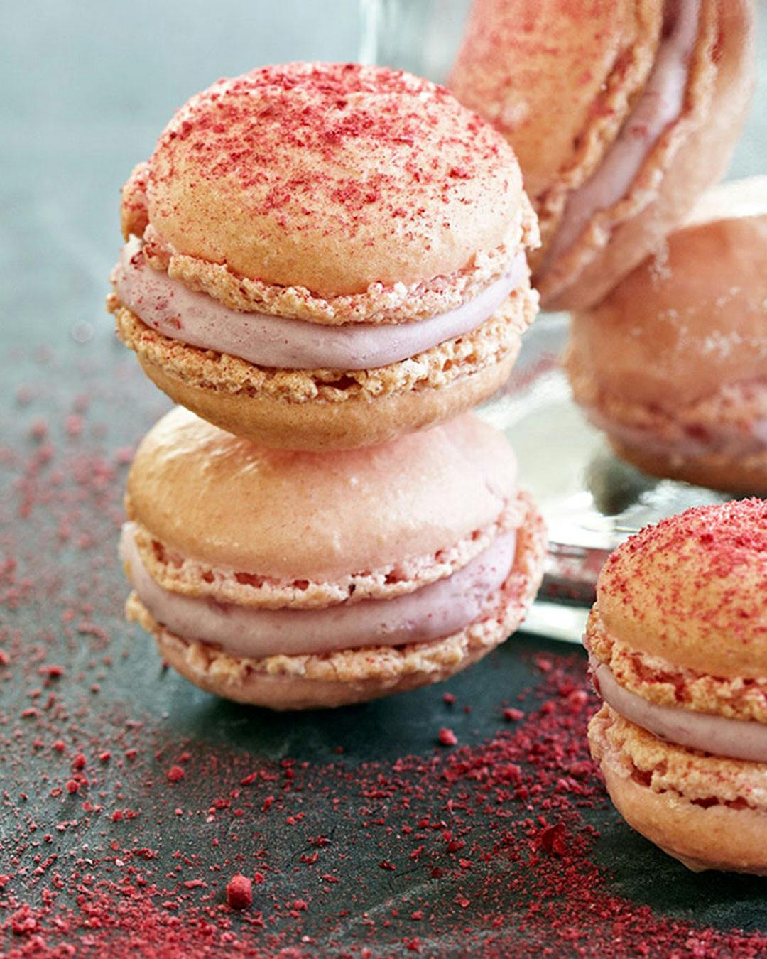 Macarons med hindbær