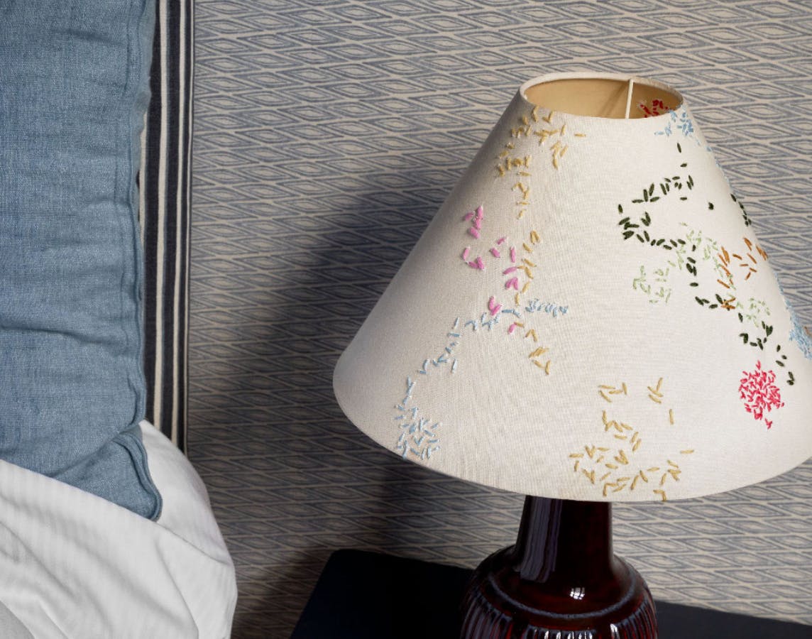Broderet lampeskærm