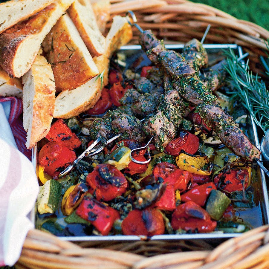 Grillspyd med oksemørbrad i krydderurtemarinade