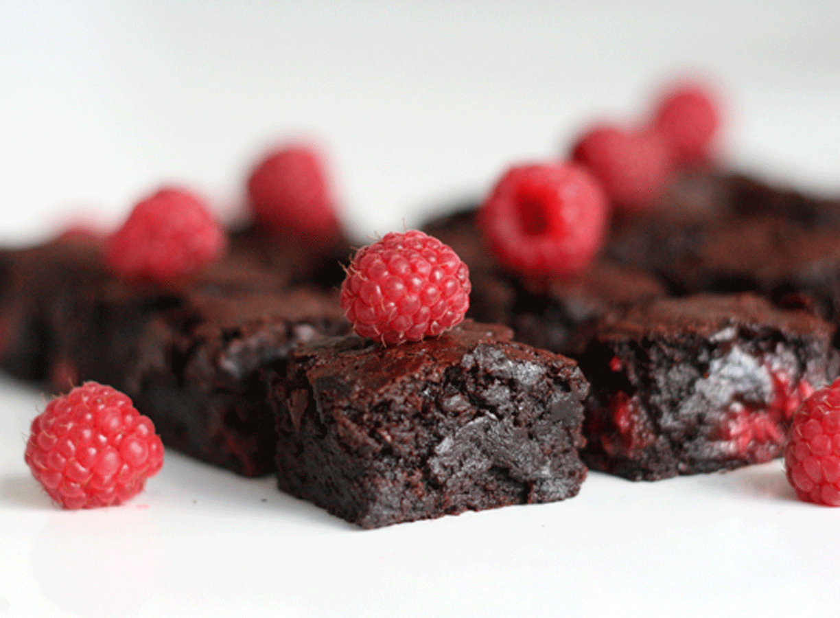 Opskrift på brownies med hindbær