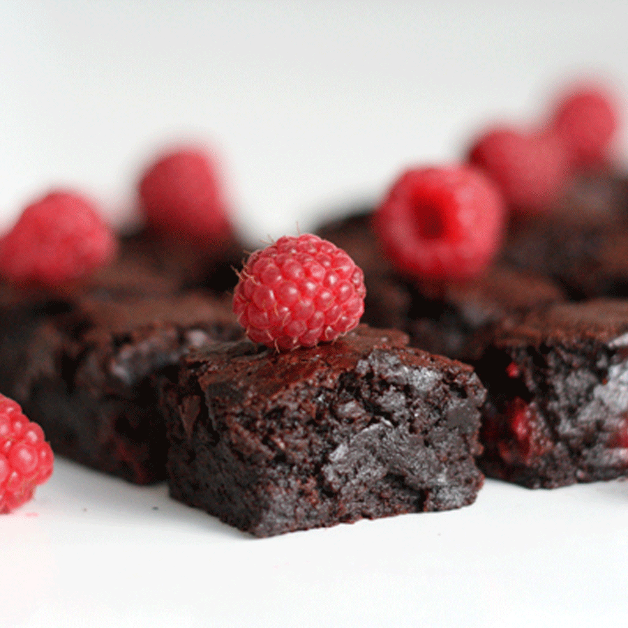 Opskrift på brownies med hindbær