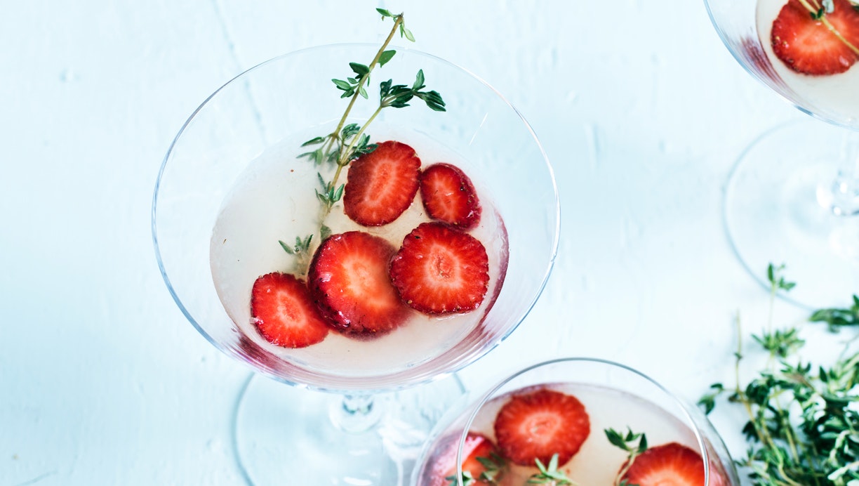 Jordbær-timian cocktail