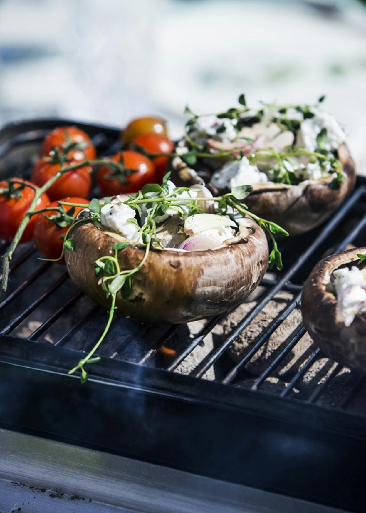 Fyldte portobello svampe