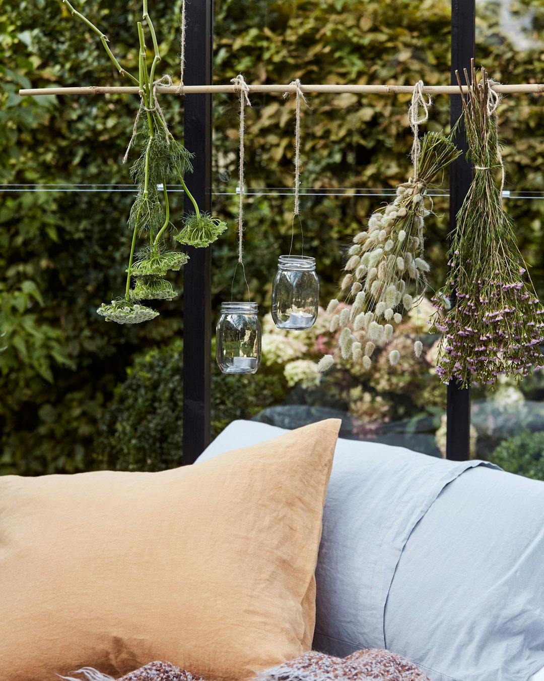 Indretning af orangeri og drivhus - tørrede blomster