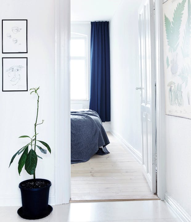 Minimalistisk hjem i blå toner