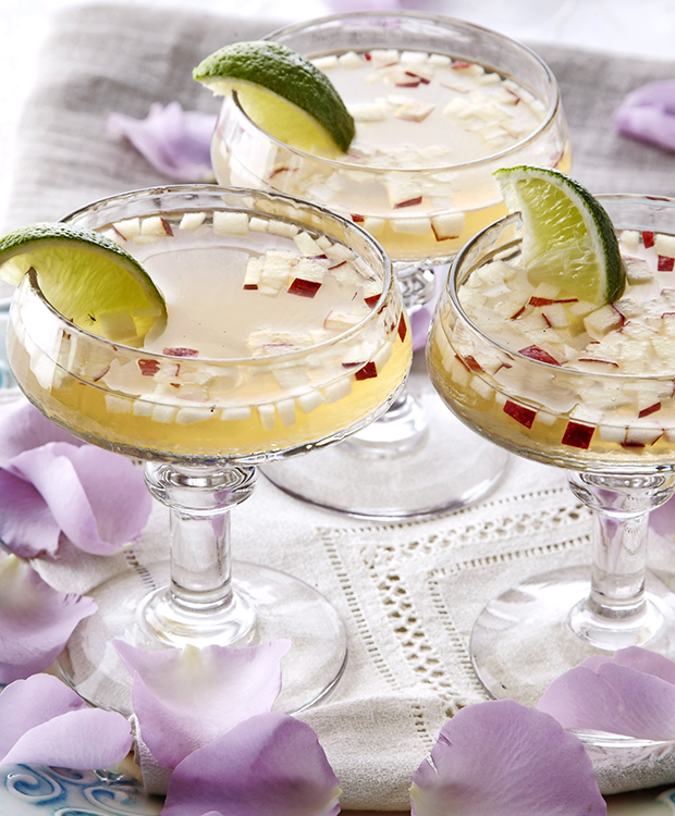 Martini med lime og små æbletern