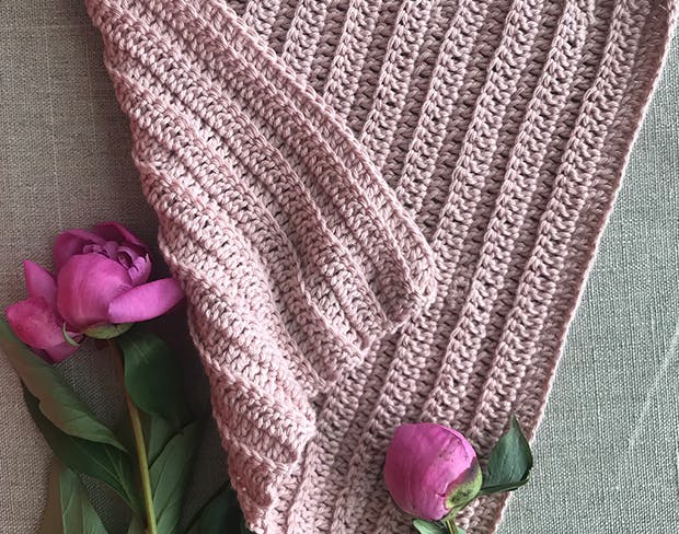 Hæklet karklud i ribmønster