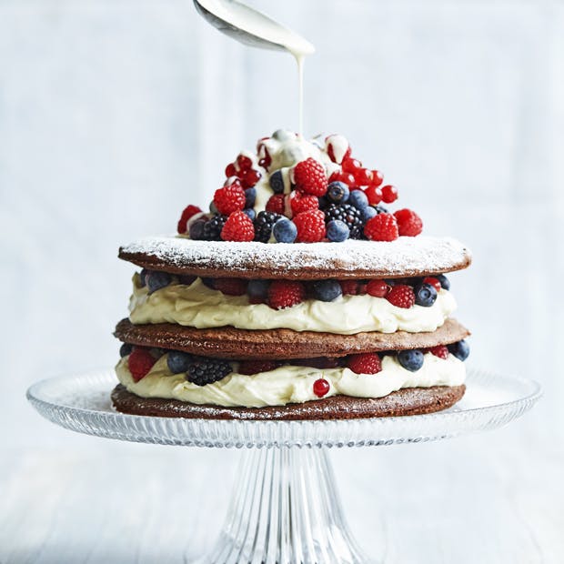 Chokoladekage med hvid chokolademousse