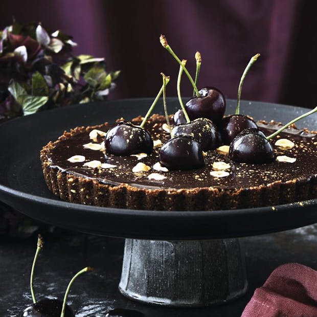 Chokoladetærte med nutella og kirsebær