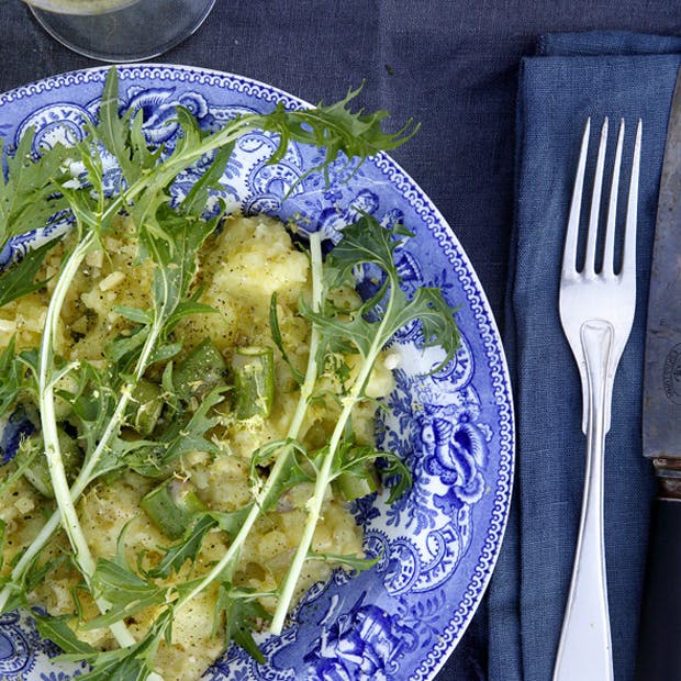 Grov kartoffelmos med grønt