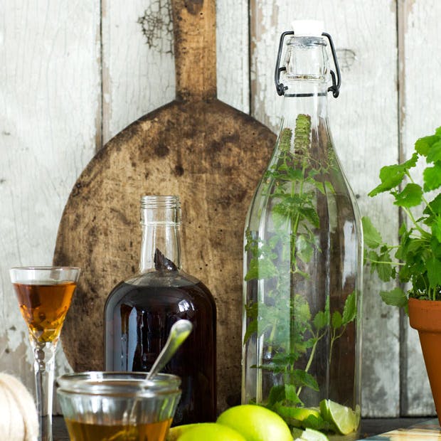 Snaps med mynte og lime