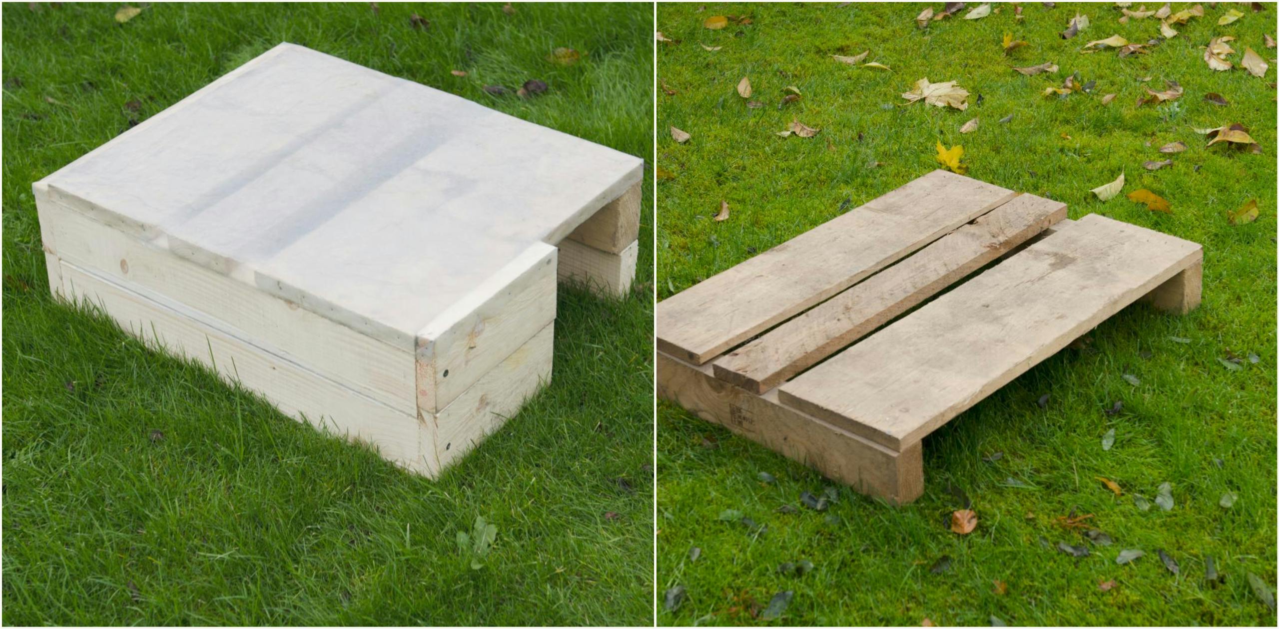 DIY pindsvinehus af paller eller affaldstræ.