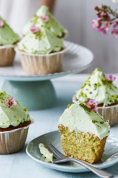 Pistaciecupcakes med limetopping